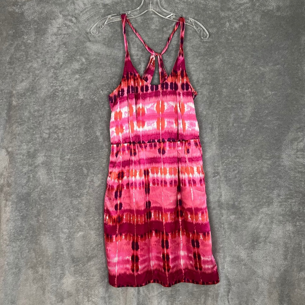 Banana Republic Tank Dress Womens 4 100% Silk Tie-Dye Pockets Casual